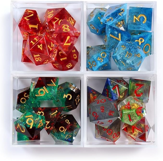 Sharp Edge Dice Set for DND for Dungeons and Dragons Ttrpg Games, Multi-Sided RPG Polyhedral Resin DND Dice Set | Collectable Dice (Resin Mystery Dice)