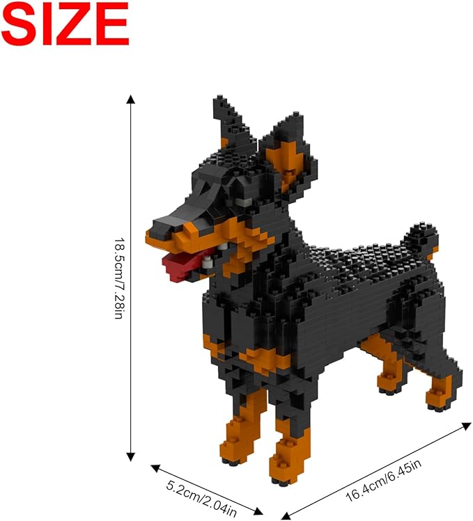 Larcele Micro Building Blocks Animal Set, DIY Mini 3D Building Toy Bricks,957 Pieces KLJM-05(Dobermann)