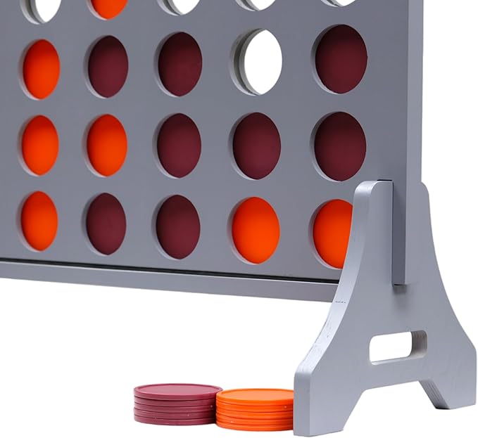 Tailgating Pros Premium Grey Giant Four in a Row with Carrying Case - Jumbo Oversized Outdoor Yard Game - Connect Multiple Pucks in a Row to Win - Many Puck Colors Available!