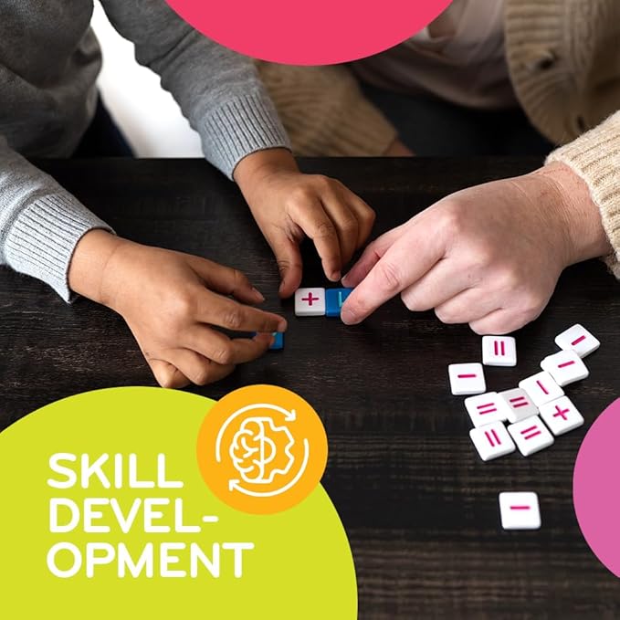 Mobi Kids Educational Math Game - Addition, Subtraction, Multiplication and Division in a Crossword Grid, Numerical Function Tiles, Learning Math Games Kids - for Children Ages 4-8