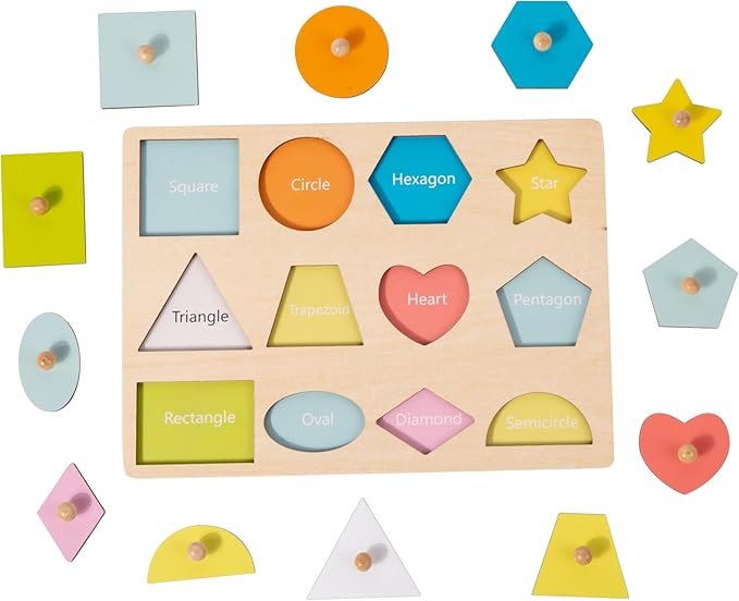 Adena Montessori Wooden Cognition Knob Puzzles Baby & Toddler Development Toy