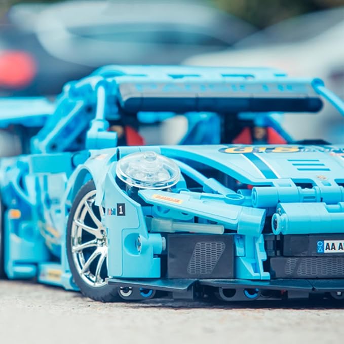 Blue Sports Car 911 Building Blocks Set Toy, Collectible MOC Car Model, Building Blocks for Adults and Kids (1288 PCS)