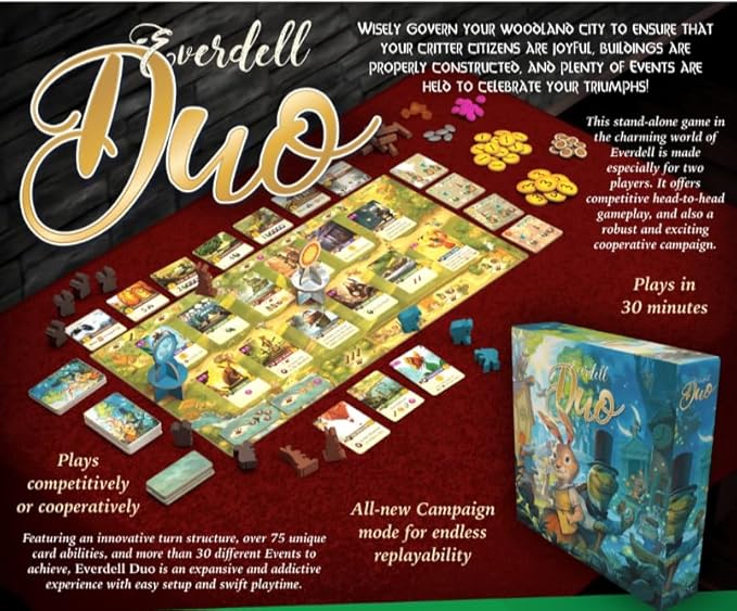 Everdell Duo – 2-Player Standalone Board Game with Competitive, Co-Op & Campaign Modes – Strategy Game with Woodland Theme, Ages 10+, Fast 30-Minute Gameplay