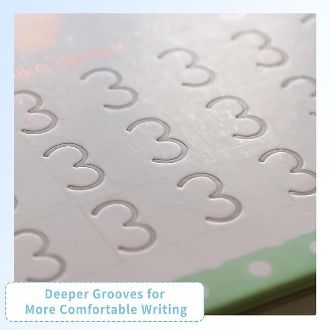 Grooved Handwriting Book Practice, Magic Copybooks for Kids Reusable Handwriting Practice Set, Preschool Calligraphy Workbook with a Storage Bag for Easy Use