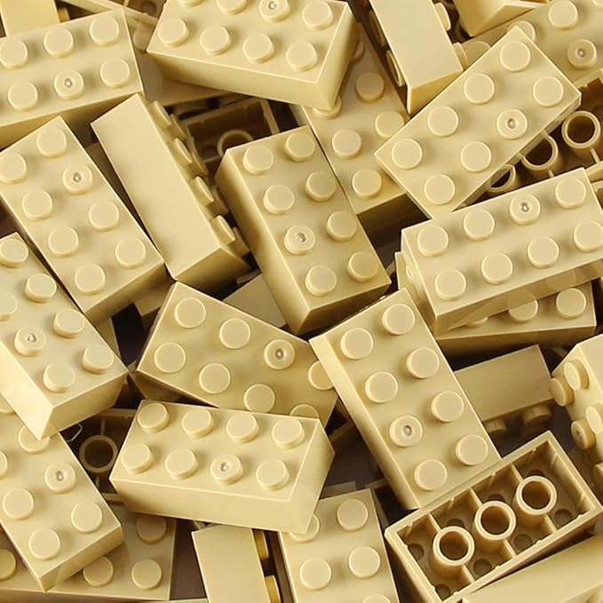 Feleph 2x4 Bricks Tan 320 Pieces Parts Khaki Classic Building kit Creative Play Set Basic Blocks Toy Accessories Compatible with 3001 Major Brands (Tan)