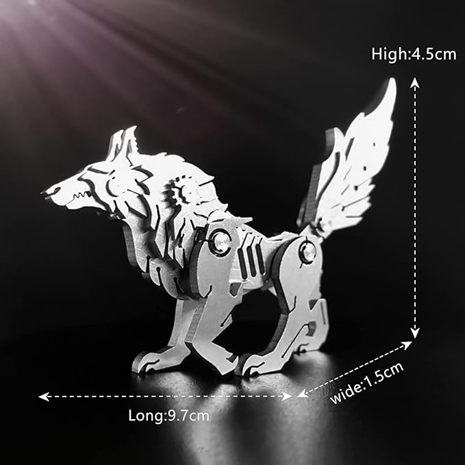 3D Metal Model Kits, Mechanical Wolf 3D Metal Puzzle,Steel Animal Series DIY Brain Teasers Simple 3D Puzzles Home Decor Art Craft Gifts Toys for Adult