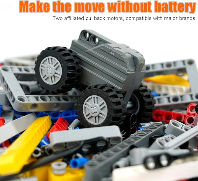 544PCS Technical Parts Pieces Sets, Engine Pullback Motor Kit, Beams Liftarm Frame Extra Replacement, Car Tire Wheel Axles Pin Connector Bricks Bulk