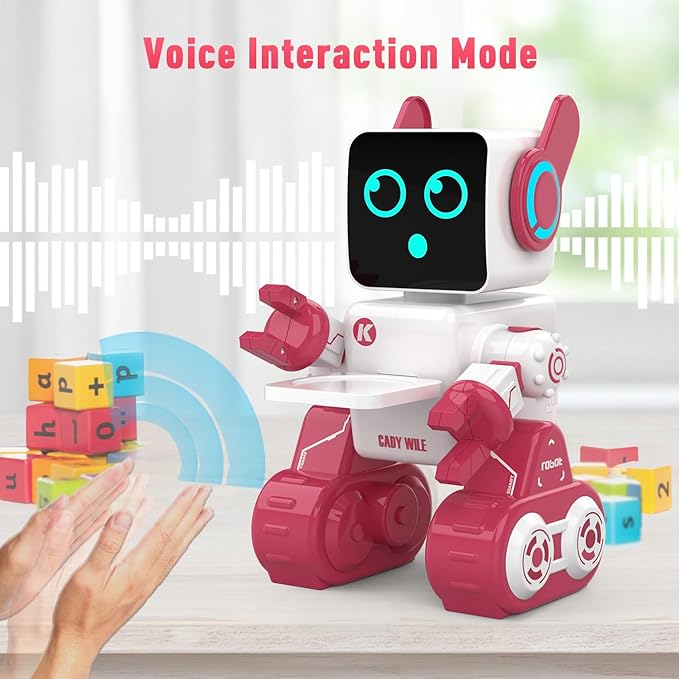 Robot Toy for Kids, Remote Control Intelligent Programming RC Robot, Suitable for Music, Dancing, Talk, Play as a Gift for Girl and Boy (Pink)
