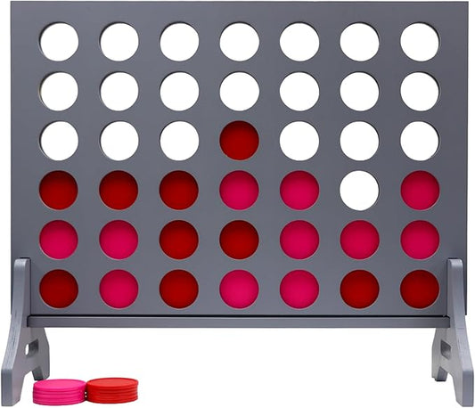 Tailgating Pros Premium Grey Giant Four in a Row with Carrying Case - Jumbo Oversized Outdoor Yard Game - Connect Multiple Pucks in a Row to Win - Many Puck Colors Available!