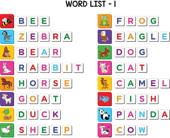 Magnetic Preschool learning Toys for Toddlers Aged 3 4 5 6 Years Old Learn to Spell Animals|104 Magnet Pieces-32 Picture & 72 Letters with Magnet Board & Spelling Game Guide|Educational Toy for Kids