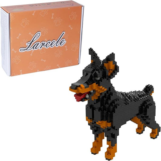 Larcele Micro Building Blocks Animal Set, DIY Mini 3D Building Toy Bricks,957 Pieces KLJM-05(Dobermann)