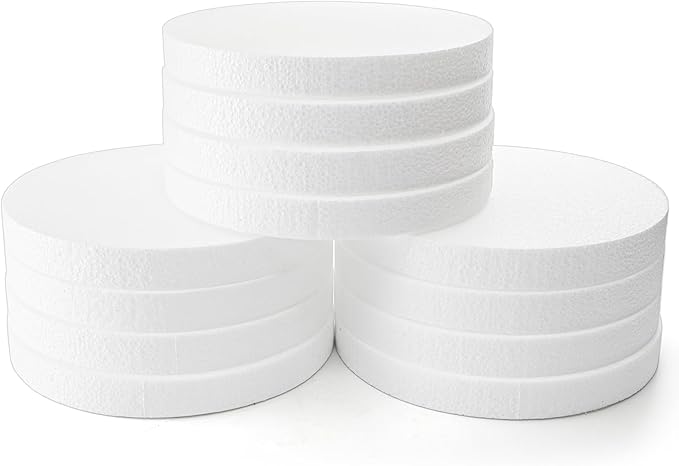ZOOFOX 12 Pack 8 Inch Foam Circles for Crafts, Round Polystyrene Disc for Arts and Crafts Supplies, Modeling, Sculpture, DIY Projects