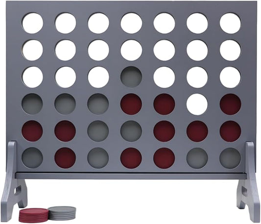 Tailgating Pros Premium Grey Giant Four in a Row with Carrying Case - Jumbo Oversized Outdoor Yard Game - Connect Multiple Pucks in a Row to Win - Many Puck Colors Available!