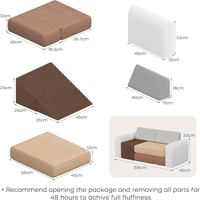 BanaSuper 7-Piece Kids Climbing Foam Blocks Playset - Foldable Convertible Climber into Sofa & Play Couch for Toddlers - Soft Climbing Foam Toys for Creative Boys & Girls