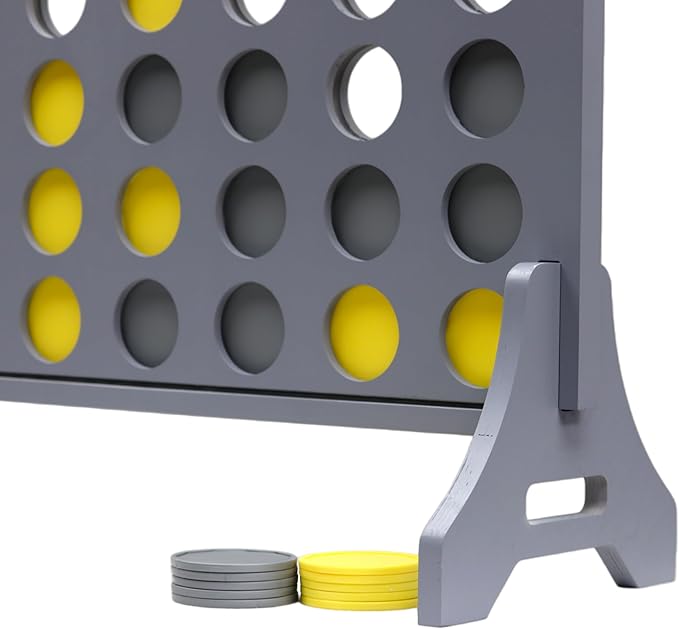 Tailgating Pros Premium Grey Giant Four in a Row with Carrying Case - Jumbo Oversized Outdoor Yard Game - Connect Multiple Pucks in a Row to Win - Many Puck Colors Available!