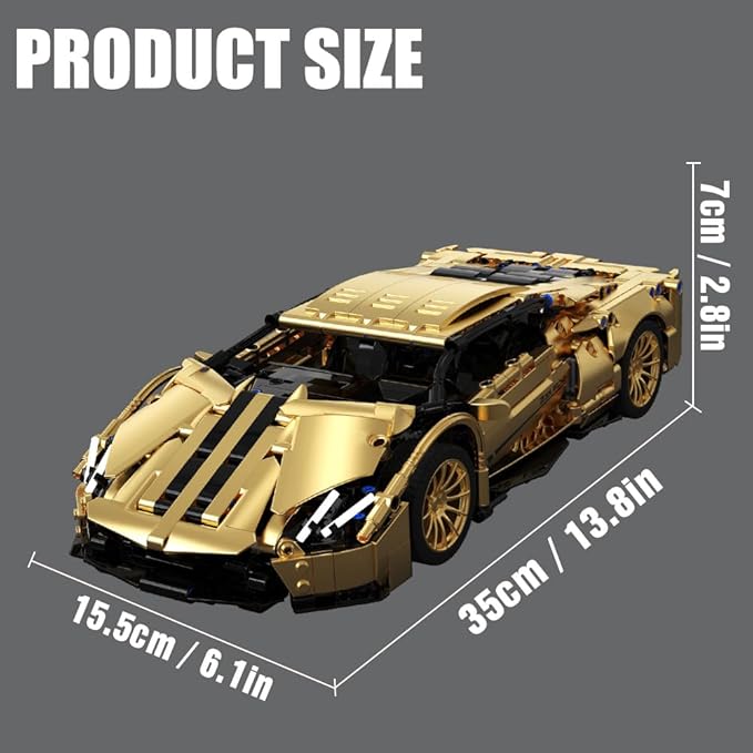 RiceBlock Sports Car Building Blocks Toys Boys or Adults Kits，1:14 MOC Building Set Raceing Car Model,Super Cars for Boys Age 12+ and Adult，1309 Pieces