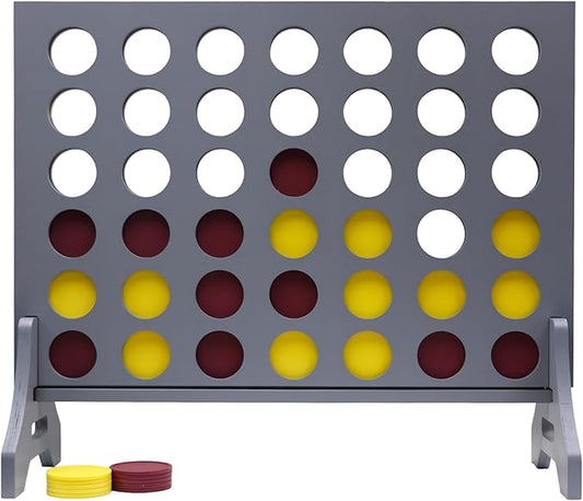 Tailgating Pros Premium Grey Giant Four in a Row with Carrying Case - Jumbo Oversized Outdoor Yard Game - Connect Multiple Pucks in a Row to Win - Many Puck Colors Available!
