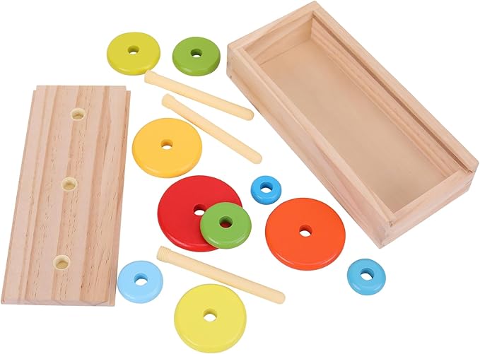 Tower of Hanoi,Wooden Towers of 10 Rings Puzzle with Storage Box Logic Puzzle Brain Teaser Intellectual,STEM Logical Game Travel Toy Family Game Column Blocks Kids 5+ Years Gift