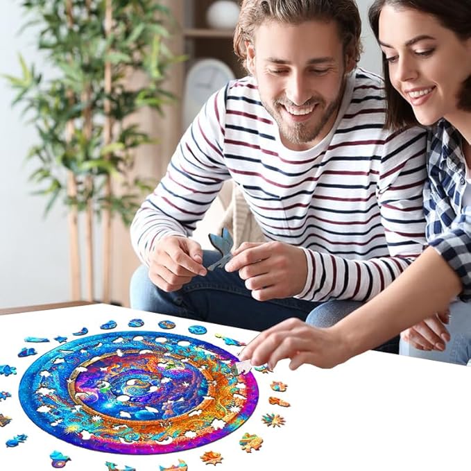Mys Aurora 500 Piece Puzzles for Adults Mandala Unique Shape Premium Jigsaw Wooden Brain Teaser Puzzles, Beautiful Package, Best Gift for Adults Family Games