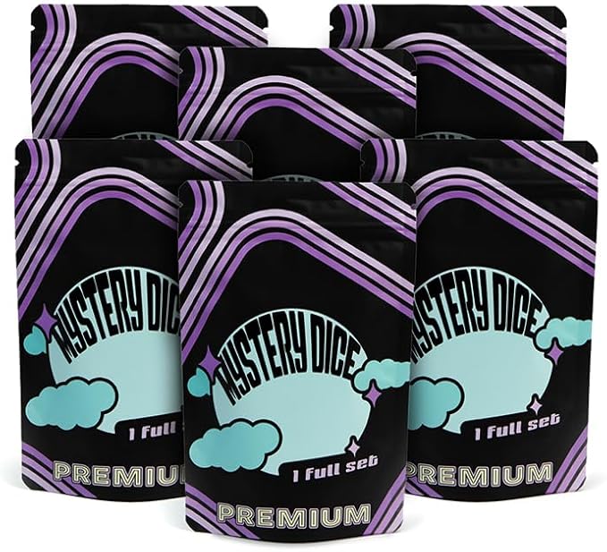 1985 Games Premium Mystery Dice, Set of 7 Polyhedral Dice, Heart Dice, Pink Dice, Suitable for Role Playing, Table Games (Premium Mystery Pack of 6)