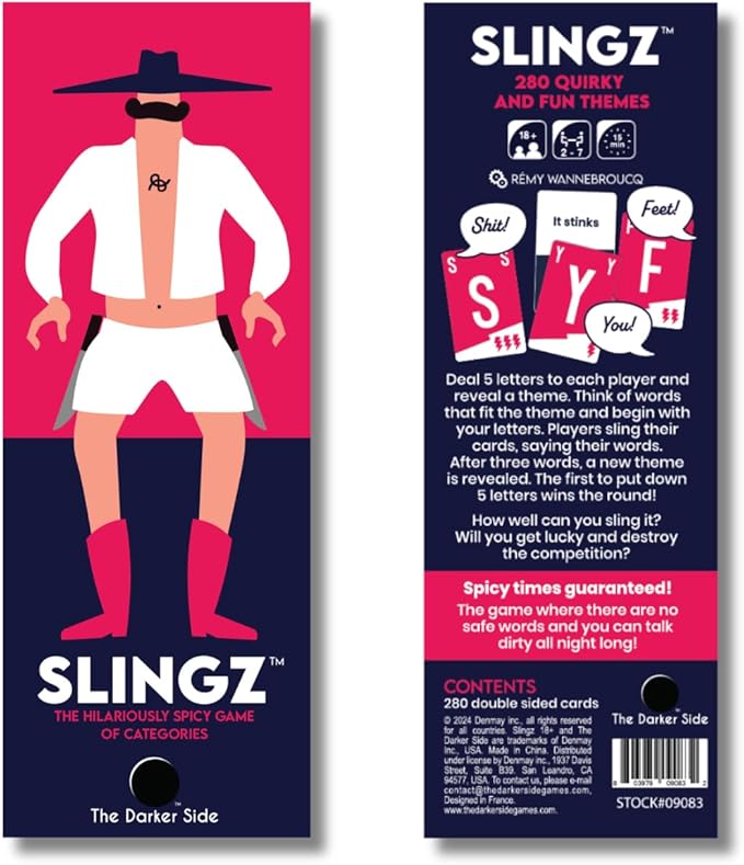 Slingz - The Quick and Hilariously Spicy Categories Card Game | 2-7 Players | for Adults, College Students, Game Nights, Parties and More | by The Darker Side Games