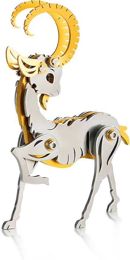 3D Metal Puzzles for Adults, Metal Model Kits for Adults, Gold Sheep Mechanical 3D Puzzle Stainless Steel for Men Women Home Decor Art Craft Gifts Toys(Zodiac Sign).