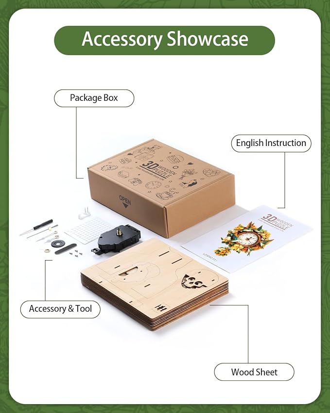 3D Wooden Puzzles for Adults, Hummingbird Clock with Pendulum Model Kit, 3D Puzzles for Adults Room Home Decor DIY Wall Clock Kit, Holiday Birthday for Men Women Teens