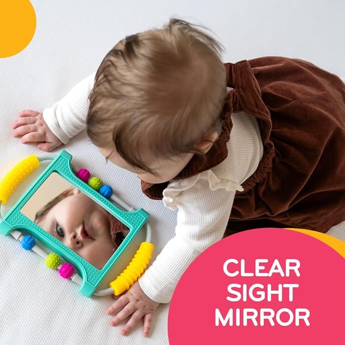Mobi Peeka Activity Toy - Tummy Time Baby Mirror, Food Grade Silicone Montessori Toys, Shatterproof Mirror for Babies, BPA and Phthalate Free - for 0-6 Months Newborns and Up