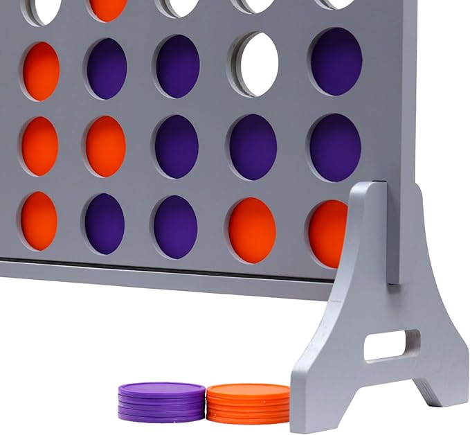 Tailgating Pros Premium Grey Giant Four in a Row with Carrying Case - Jumbo Oversized Outdoor Yard Game - Connect Multiple Pucks in a Row to Win - Many Puck Colors Available!