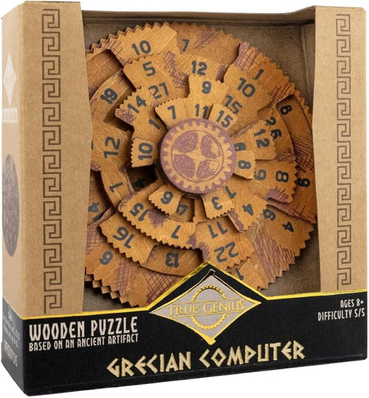 Project Genius Grecian Computer Mechanical Math Puzzle, Wooden Brainteaser Gift for History Buffs and Smart Kids, Teens, and Adults - True Genius Series Inspired by The Ancient Antikythera Mechanism