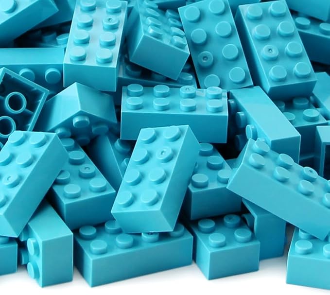 Feleph 100pcs 2x4 Bricks Medium Azure Pieces Parts Classic Building kit Creative Play Set Basic Blocks Toy Accessories Compatible with 3001 Major Brands
