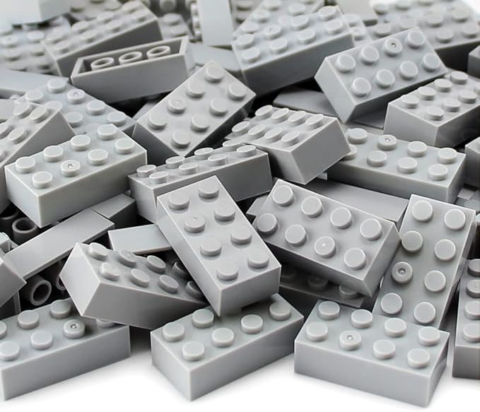Feleph 100pcs 2x4 Bricks Light Grey Gray Building Blocks Set Toy Accessories Combine with Major Brick Brands