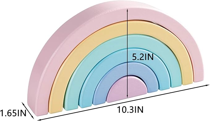 Wooden Rainbow Stacking Toy, Small PastelStacker, 6 Piece Rainbow Stacking Toy for Baby/Toddlers/Kids, Montessori Education Pastel Decor, Kindergarten Teaching Aid