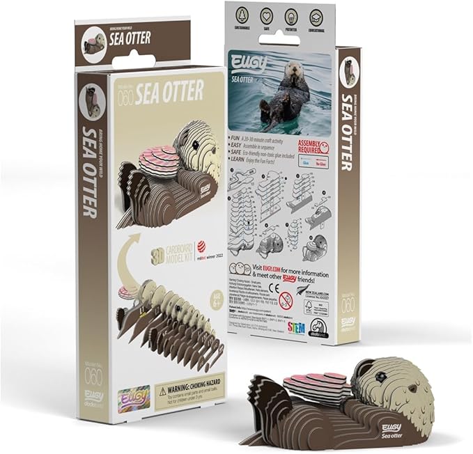 Eugy Sea Otter 3D Puzzle, 36 Piece Eco-Friendly Educational Toy Puzzles for Boys, Girls & Kids Ages 6+