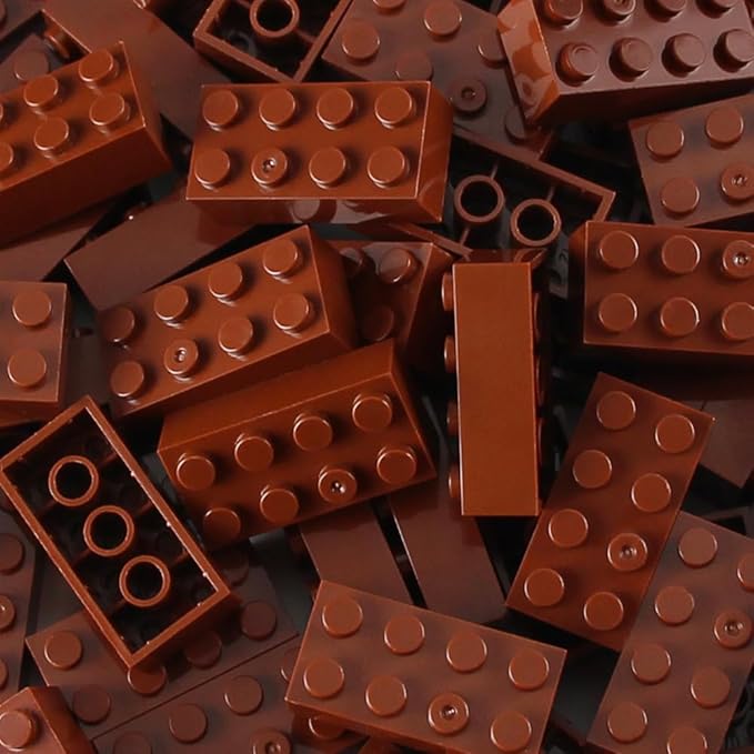 Feleph 100pcs 2x4 Bricks Reddish Brown Pieces Reddish Brown Parts Building kit Creative Play Set Classic Blocks Toy Compatible with 3001 Major Brands