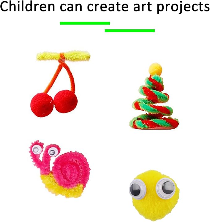 DOITEM Pipe Cleaners Craft Supplies, 1000+Pcs Arts and Crafts Supplies Including Pipe Cleaner Wiggle Googly Eyes Pom Poms Feathers Sticks Sequins Foam Flowers Papers Heart Stickers for Kids Adults