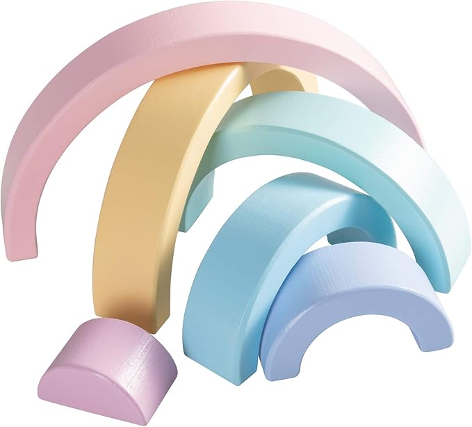 Wooden Rainbow Stacking Toy, Small PastelStacker, 6 Piece Rainbow Stacking Toy for Baby/Toddlers/Kids, Montessori Education Pastel Decor, Kindergarten Teaching Aid