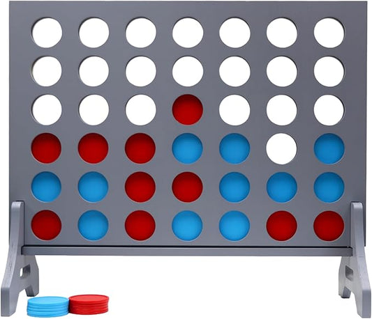 Tailgating Pros Premium Grey Giant Four in a Row with Carrying Case - Jumbo Oversized Outdoor Yard Game - Connect Multiple Pucks in a Row to Win - Many Puck Colors Available!