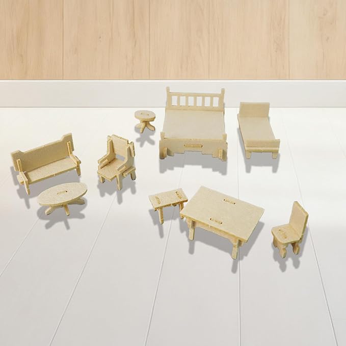 3D Puzzles for Kids, Different from Wooden Puzzles, Felt mini Furniture DIY Three-Dimensional Puzzle, Furniture Puzzle Toy Educational Game Set Gift