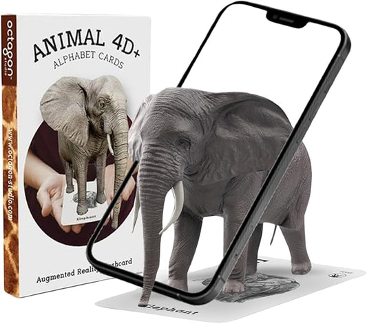 4D+ Augmented Reality Flashcards for Kids – Educational STEM Cards with Free App – Interactive Learning for Ages 4+ (Animal 4D+)