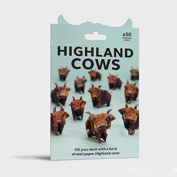 DIY Paper Cats Kit, 50 Sheets Cute Kitten Origami Papercraft, Fun 3D Animal Sculpture Craft, Creative Paper Sculpture Desktop Bookshelf Decoration, Funny Gift for Pet Lovers (Highland Cattle)