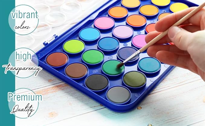 Watercolor Paint Set, 28 Colors of Washable Watercolor Paint Includes Watercolor Palette and 1 Paint Brushes. Great Water Color kids paint
