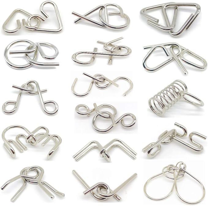 Guaishou Brain Teasers with The Puzzles 21Pcs Unlock Interlock Game IQ Test Toy 3D Wooden and Metal for Party Favor Kids Adults Challenge