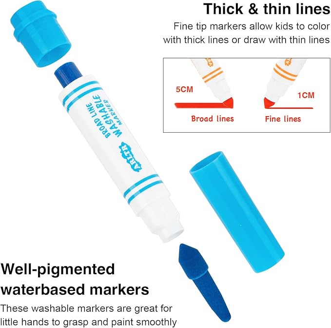 Washable Markers Bulk, Bulk Pack, Broad Line Markers with Conical Tips- Perfect for Kids' Classrooms & Teachers (480 Count (12 Colors)