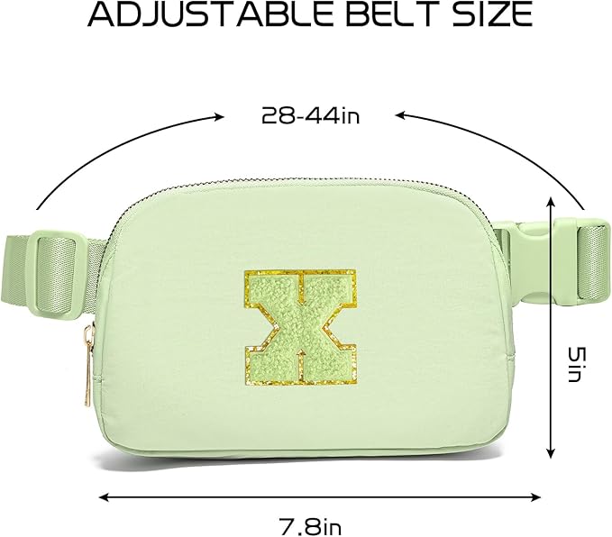 Gitus Gifts for 8 9 10 11 12 Year Old Girls Belt Bag Fanny Pack Crossbody Bags with Initial Letter Patch Cute Stuff Birthday Gifts for Teen Girls Women Personalized Trend Stuff (Light Green-X)