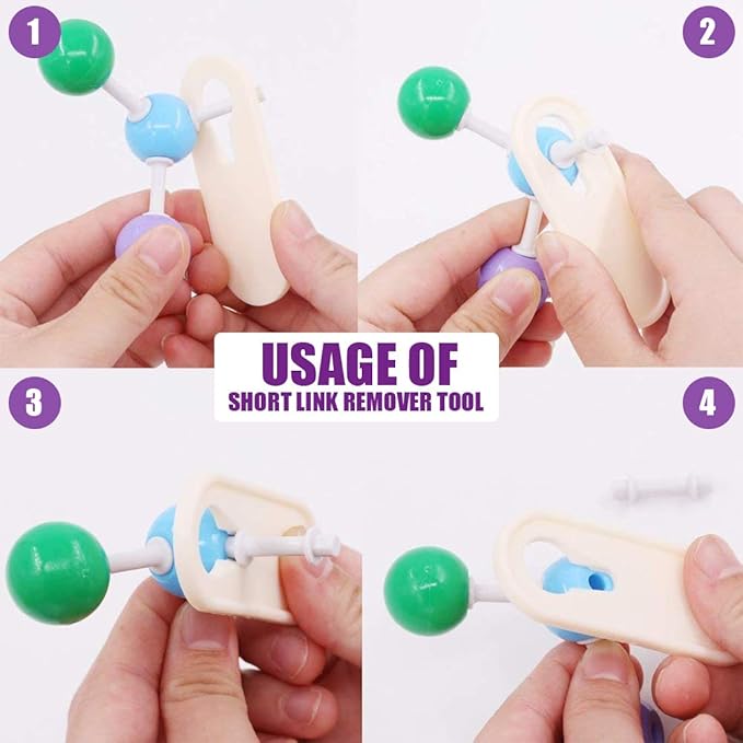 Swpeet 179 Pcs Organic Chemistry Molecular Model Student and Teacher Kit, Chemistry Molecular Model Student and Teacher Set - 76 Atoms & 102 Links & 1 Short Link Remover Tool