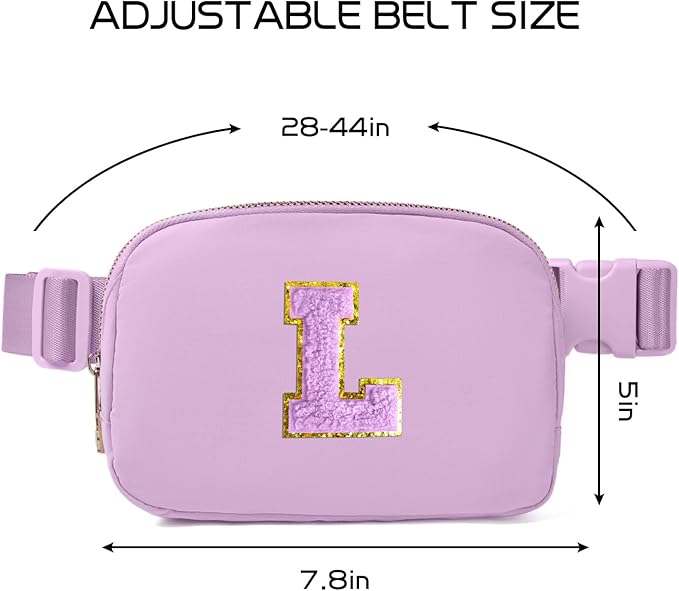 Gitus Gifts for 8 9 10 11 12 Year Old Girls Belt Bag Fanny Pack Crossbody Bags with Initial Letter Patch Cute Stuff Birthday Gifts for Teen Girls Women Personalized Trend Stuff (Lavender-L)