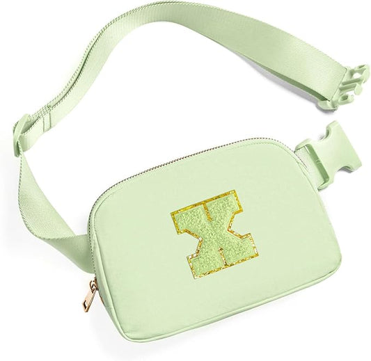 Gitus Gifts for 8 9 10 11 12 Year Old Girls Belt Bag Fanny Pack Crossbody Bags with Initial Letter Patch Cute Stuff Birthday Gifts for Teen Girls Women Personalized Trend Stuff (Light Green-X)