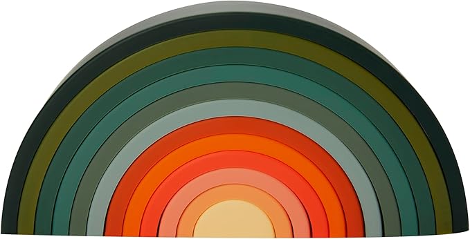 Silicone Rainbow Stacking Toy - Largest on The Market 12 Layer Montessori Toys for Toddlers Stacker Learning and Development Toy - Boho Baby Color (Jungle)