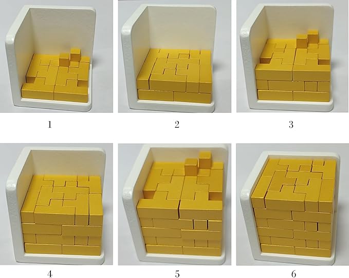 3D Wooden Brain Teaser Puzzle Cube Wooden Puzzles T-Shaped Jigsaw Logic Puzzle Game Puzzles Educational Toy for Kids and Adults (Golden)